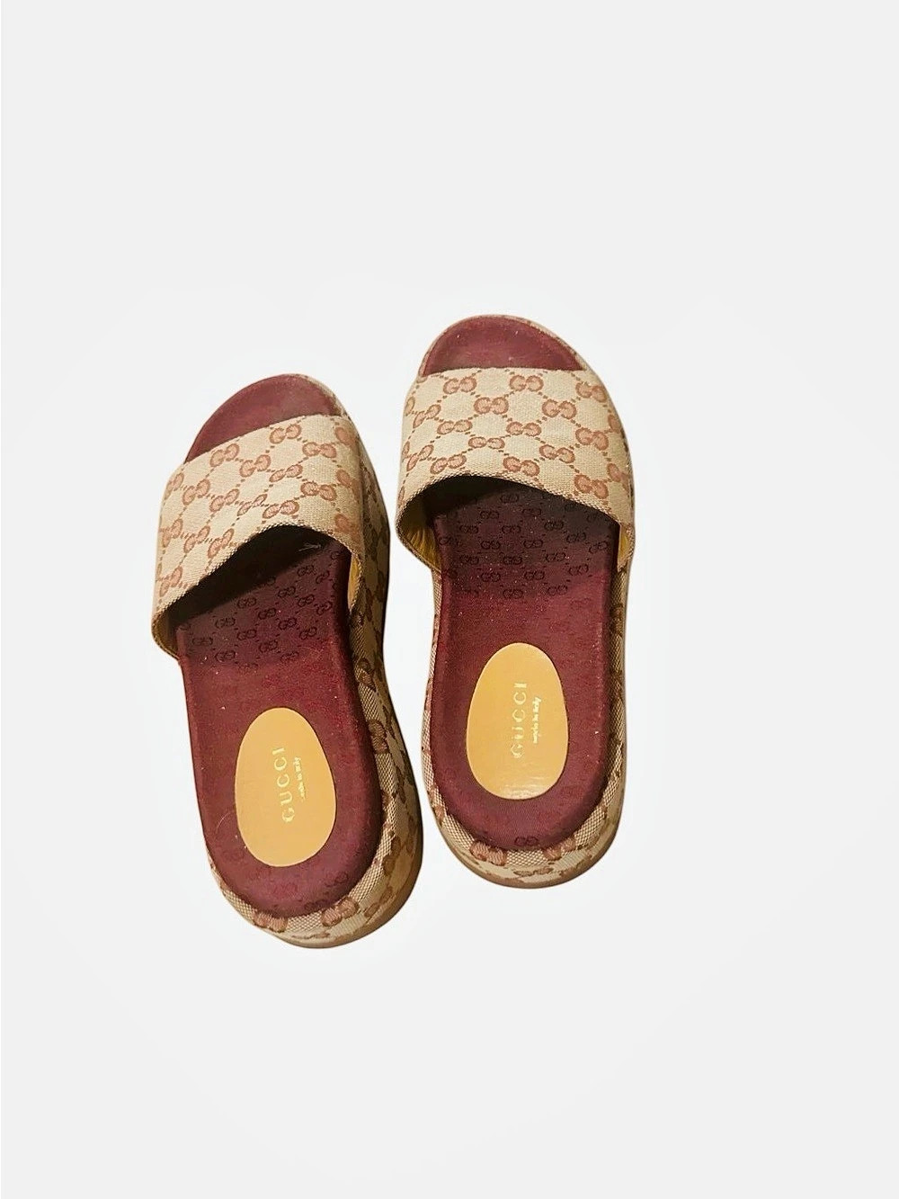 Gucci GG Canvas Slide Sandals Brown & Pink EU 38
